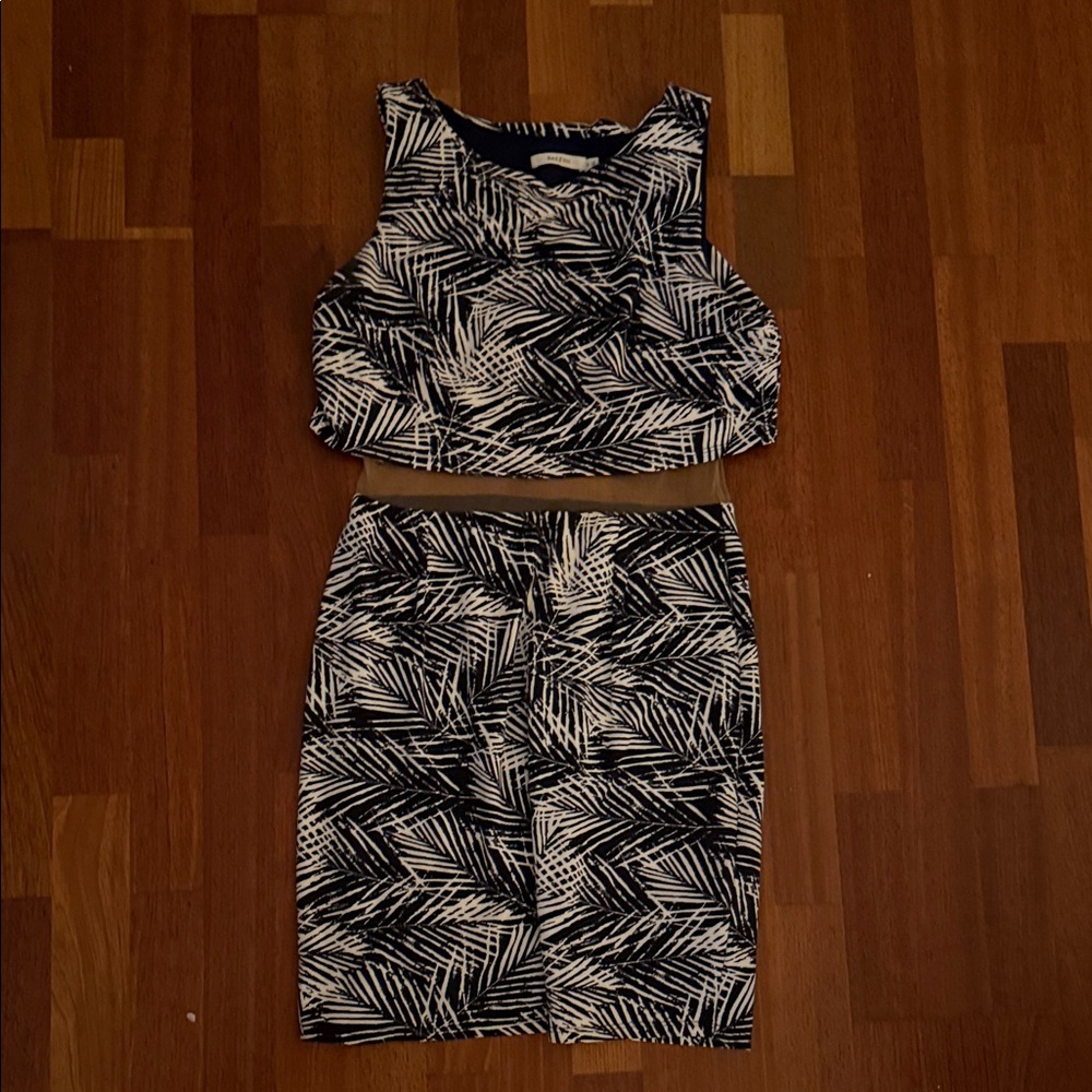 Bailey 44 Black and White Leaf Print Skirt Set